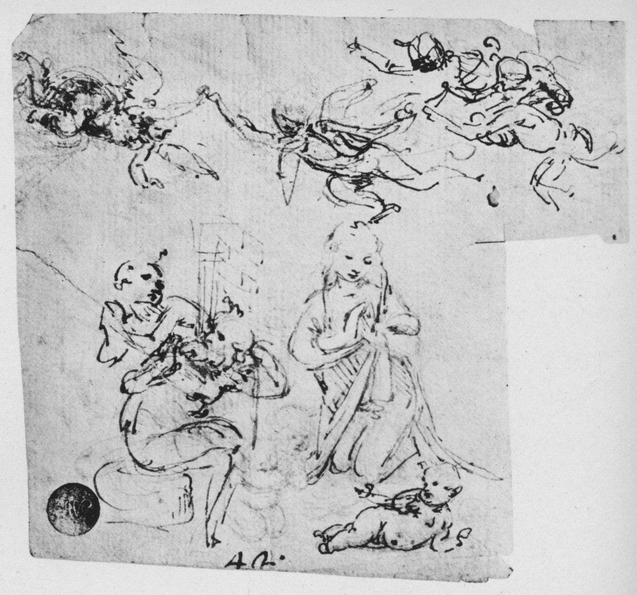Bebek İsa ve Diğer Figürlere Tapan Madonna, c1480 1945 by Leonardo da Vinci