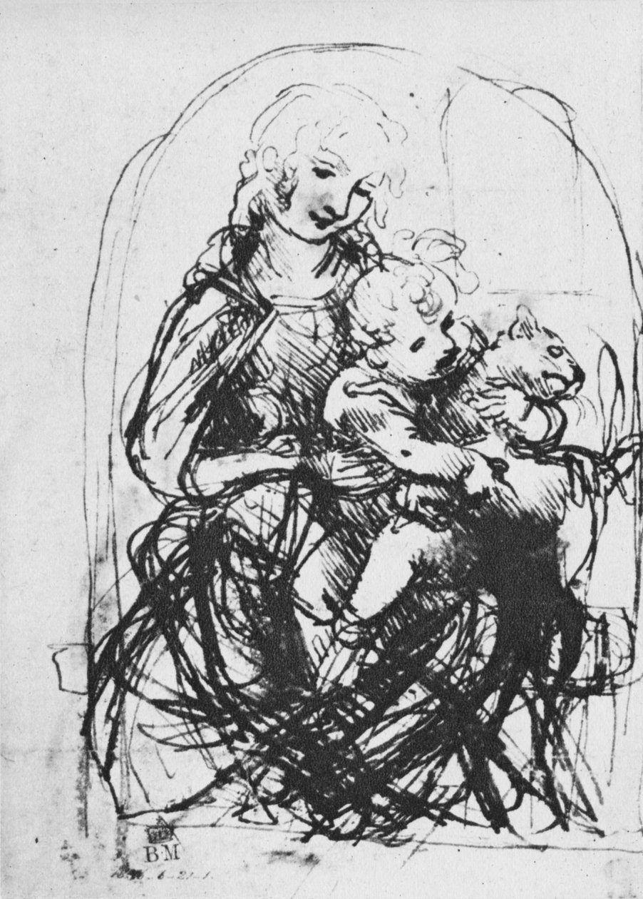 Madonna ve Kedili Çocuk, 1478-1481 1945 by Leonardo da Vinci