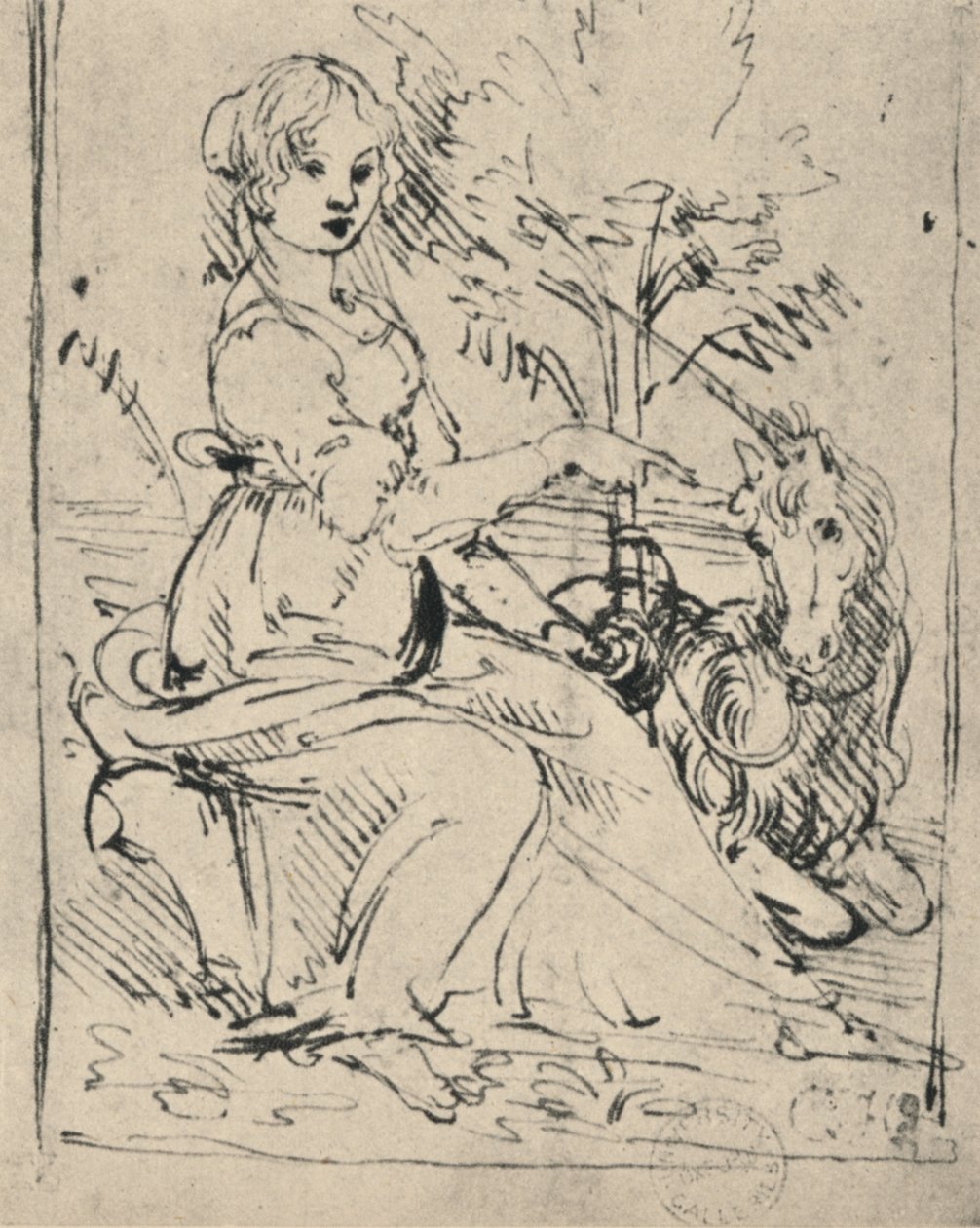 Tek Boynuzlu Kız, c1478-1480 1945 by Leonardo da Vinci