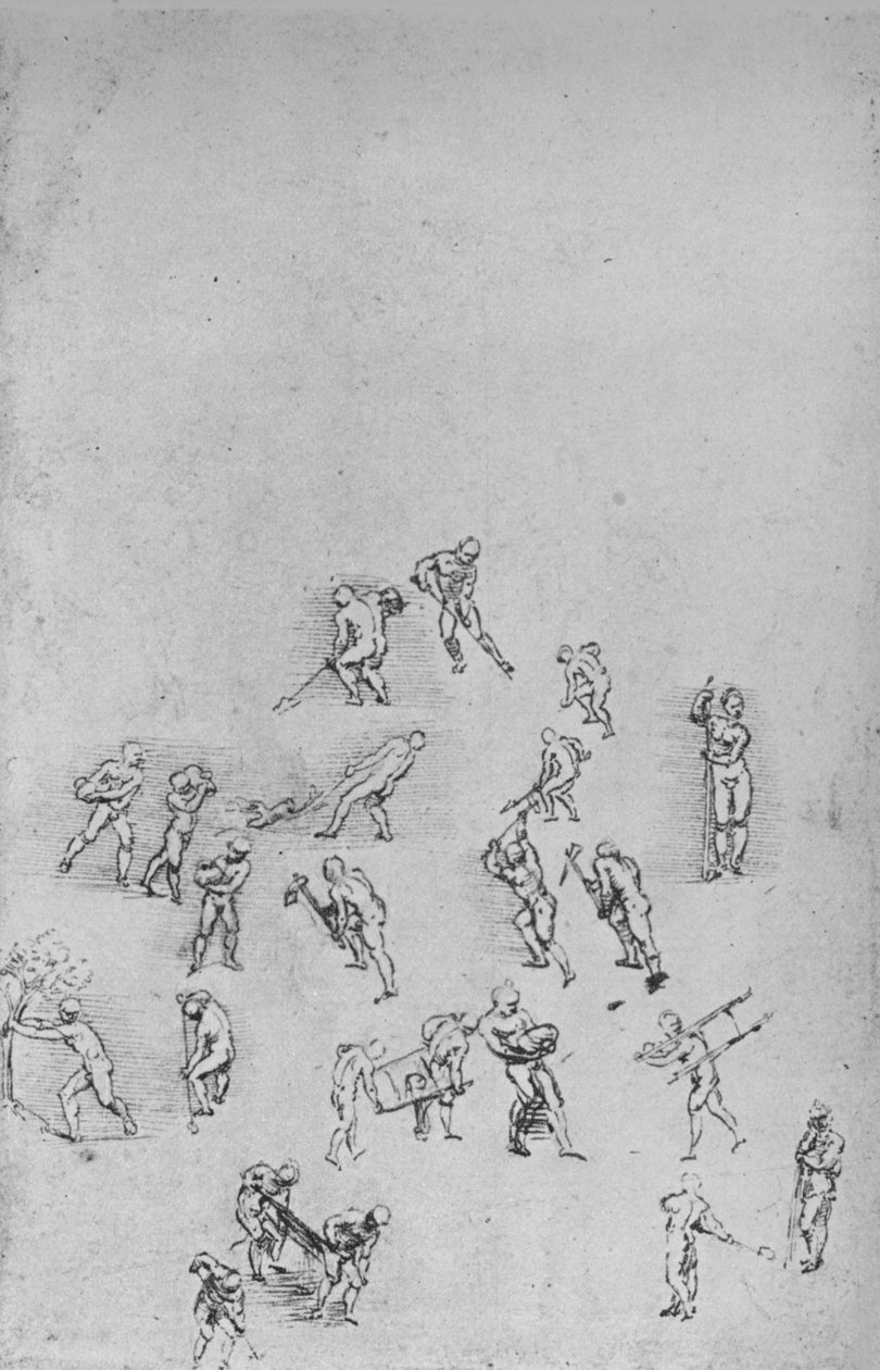 Kazan Adamlar, Toprak Taşıyanlar, Vb., c1480 1945 by Leonardo da Vinci
