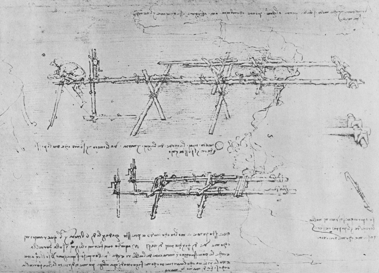 Trestle Köprüsü İnşa Yöntemi, c1480 1945 by Leonardo da Vinci