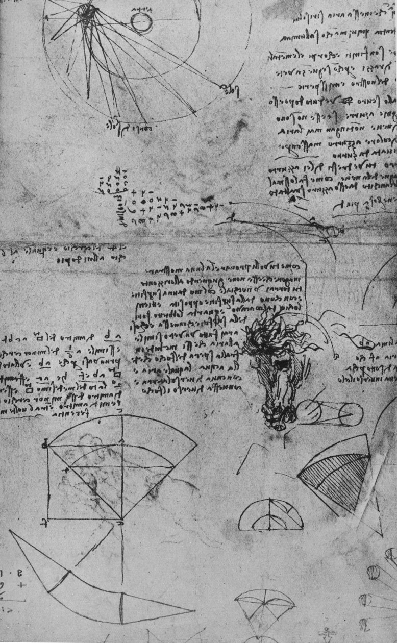 Bir At Kafasının Astronomi ve Çalışması Üzerine Notlar, c1480 1945 by Leonardo da Vinci