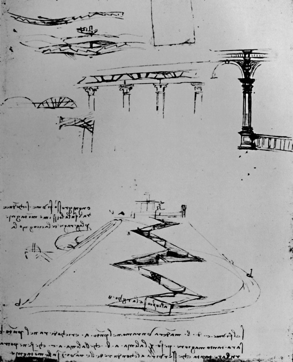 Kilitlerle Yükselen Tepe Kanalın Planı, 1928 by Leonardo da Vinci