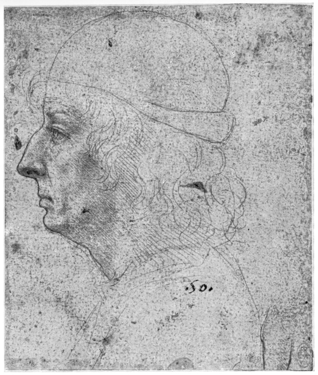 Bir adamın portre çalışması, 15. yüzyıl 1954. by Leonardo da Vinci