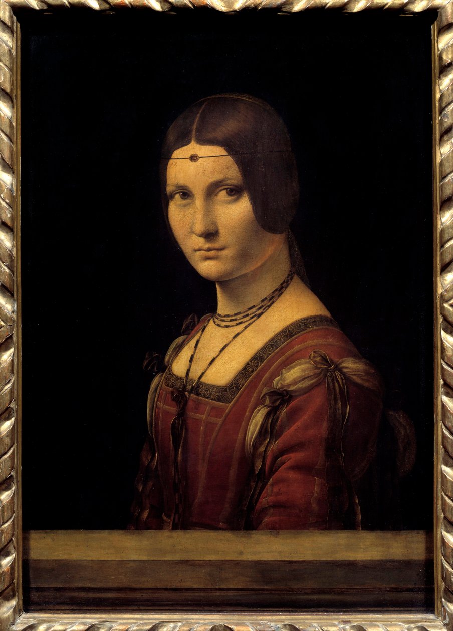 Ritratto di dama. Milan sarayından bir bayanın portresi, yanlışlıkla “güzel demir işi”” dedi. Leonardo da Vinci