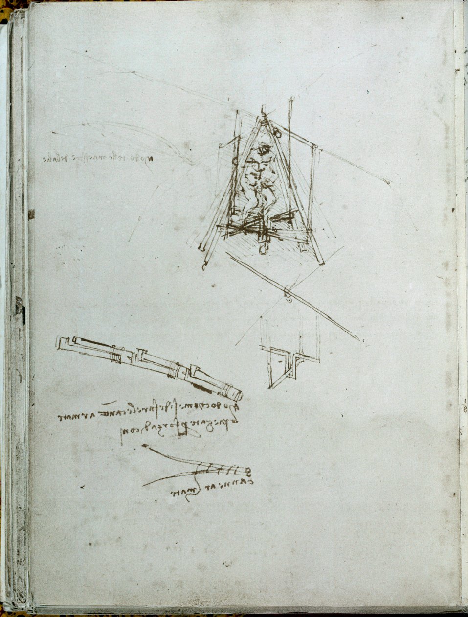 Bilim ve teknoloji: uçan makineler üzerine el yazması, helikopter atası. Leonardo da Vinci