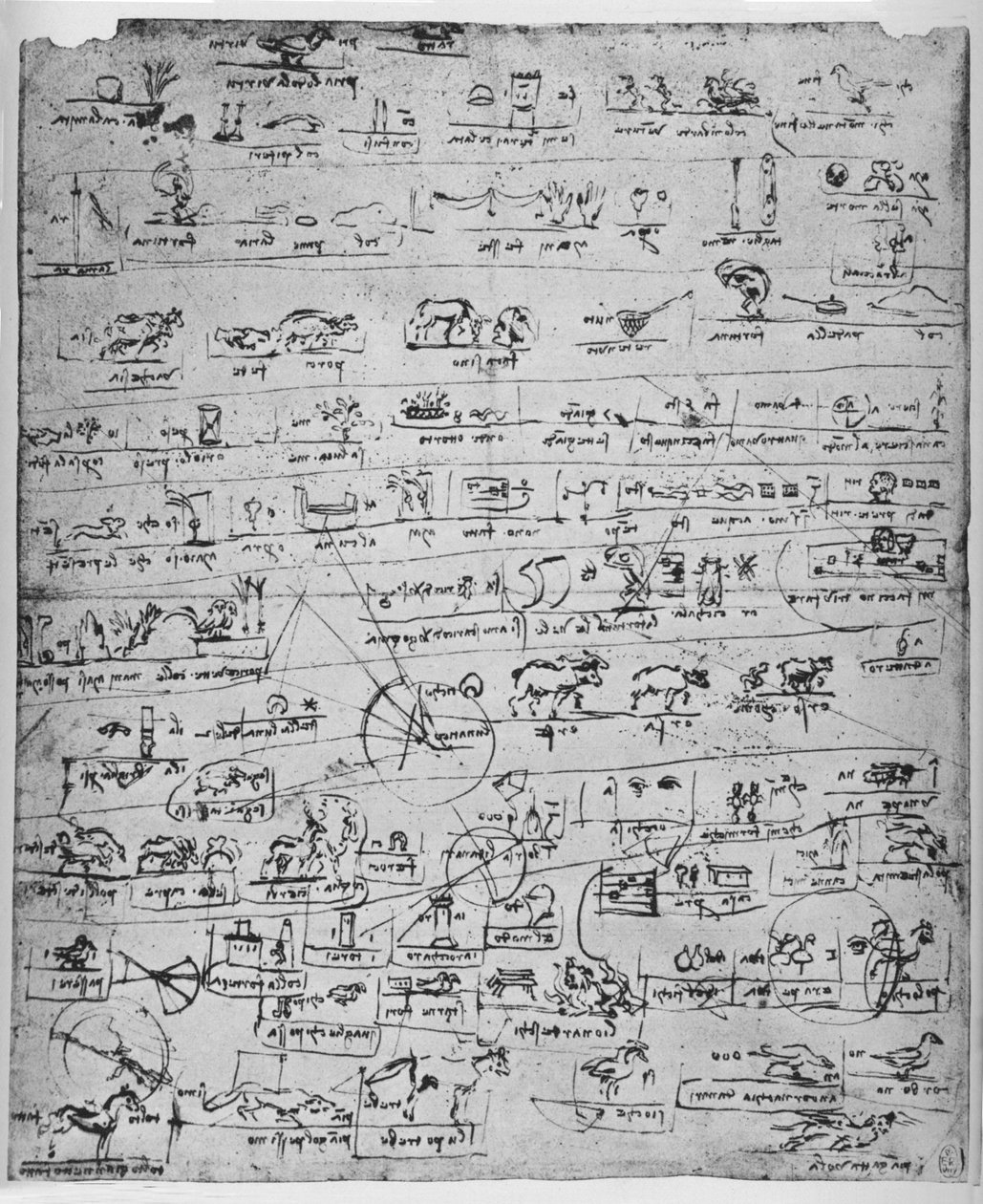 Piktograflar Sayfası, c1480 1945 by Leonardo da Vinci