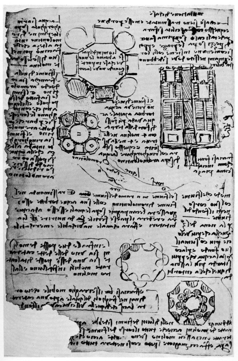 Romorantin Kalesi için taslak, 1517-1518 1954. by Leonardo da Vinci