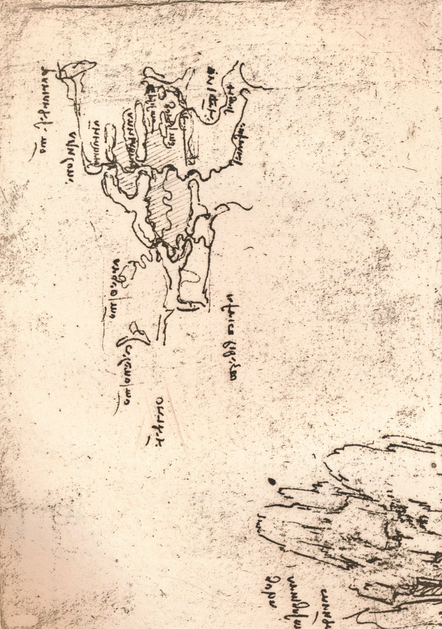 Ermenistan kroki haritası, c1472-c1519 1883 by Leonardo da Vinci