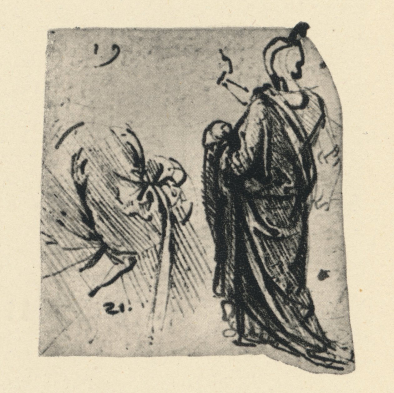 Drapeli Figür Çizimi ve Kostüm Detayı, c1480 1945 by Leonardo da Vinci