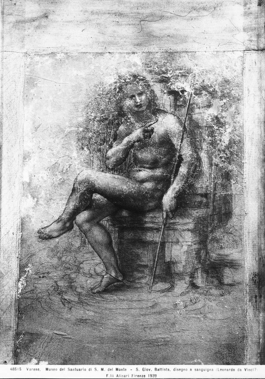 Vaftizci Yahya (kağıt üzerinde tebeşir) by Leonardo da Vinci