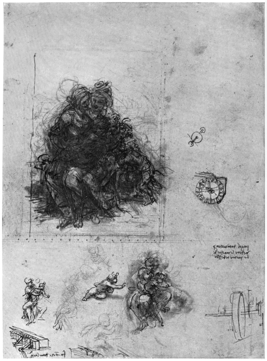 Aziz Anne ve Vaftizci Yahya ile Bakire ve Çocuk için Çalışmalar, 1503 1954. by Leonardo da Vinci