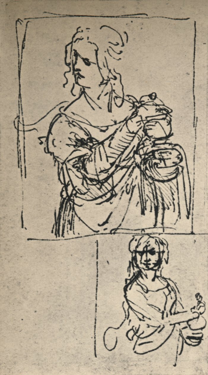 Mecdelli Meryem için Çalışmalar, c1480-1482 1945 by Leonardo da Vinci