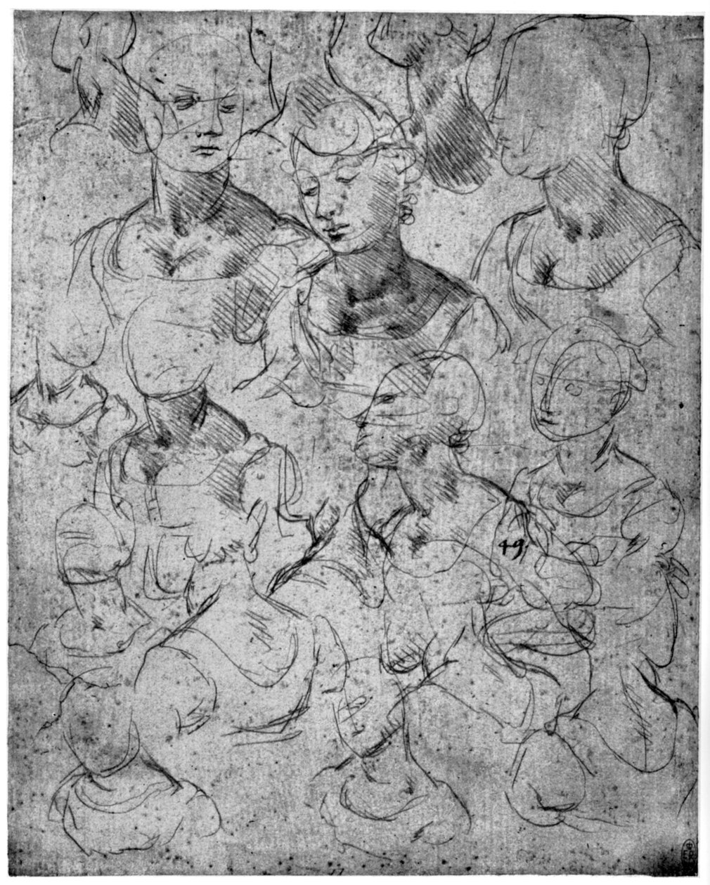 Yarım boy kadın figürü için çalışmalar, 15. yüzyıl 1954 by Leonardo da Vinci