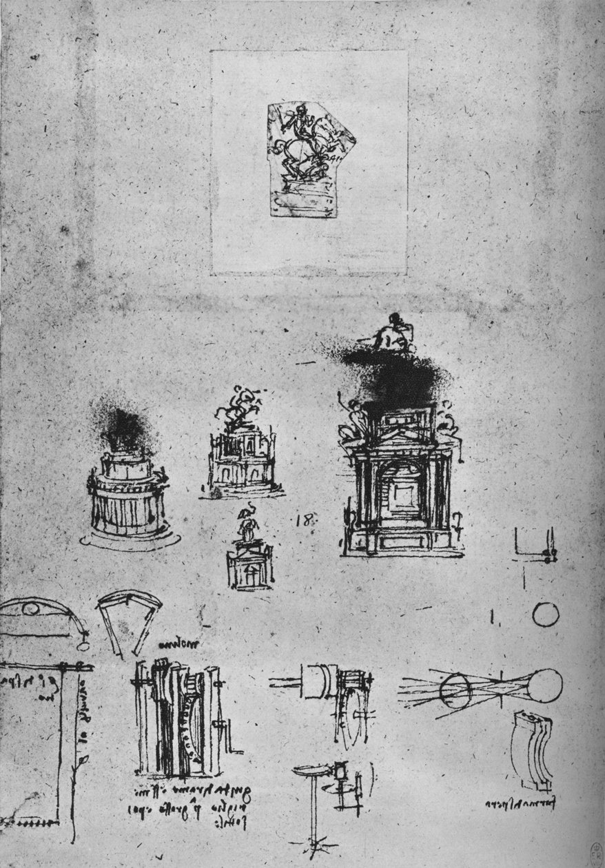 Bir Binicilik Anıtı Çalışmaları ve Makine Çalışmaları, c1480 1945 by Leonardo da Vinci