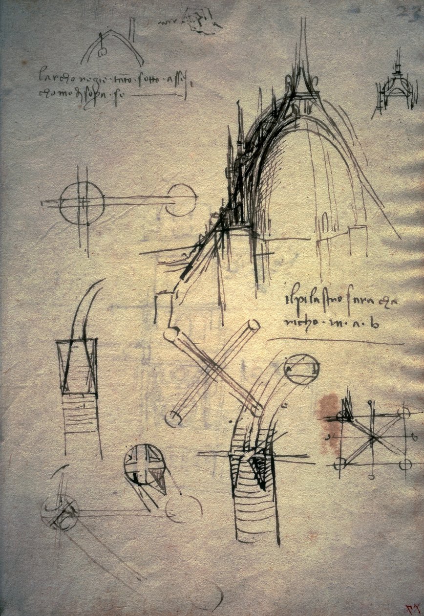 Katedral feneri, Codex Trivulzianus için çalışmalar by Leonardo da Vinci