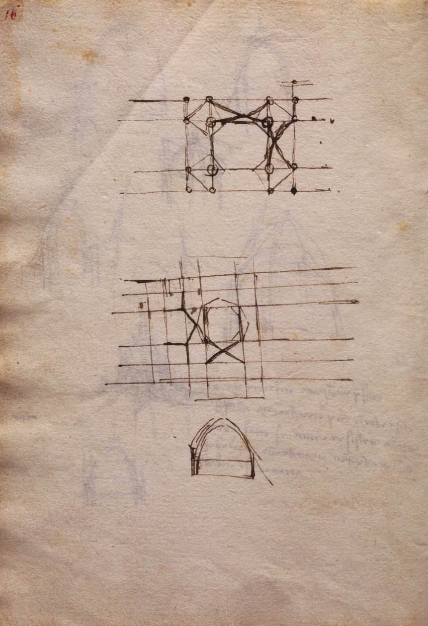 Codex Trivulzianus'tan katedral feneri çalışmaları by Leonardo da Vinci
