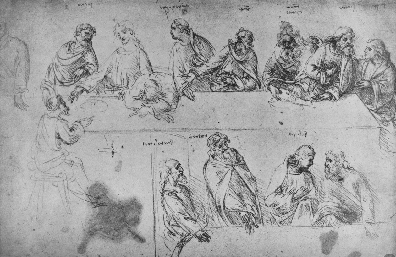 Son Akşam Yemeği Çalışmaları, c1480 1945 by Leonardo da Vinci