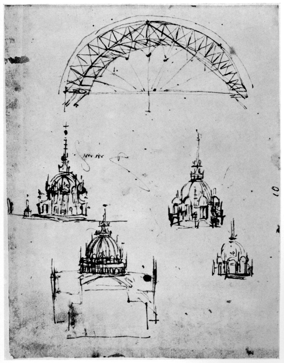 Milano katedralinin merkezi kubbesi için çalışmalar, 15. yüzyılın sonlarında 1954. by Leonardo da Vinci