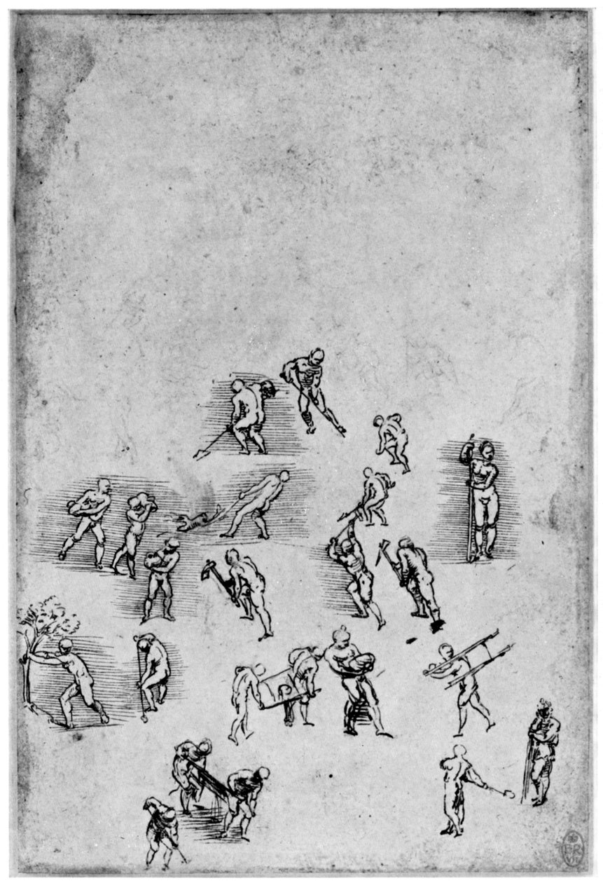 Hareket çalışmaları, 15. yüzyılın sonları veya 16. yüzyılın başlarında 1954. by Leonardo da Vinci