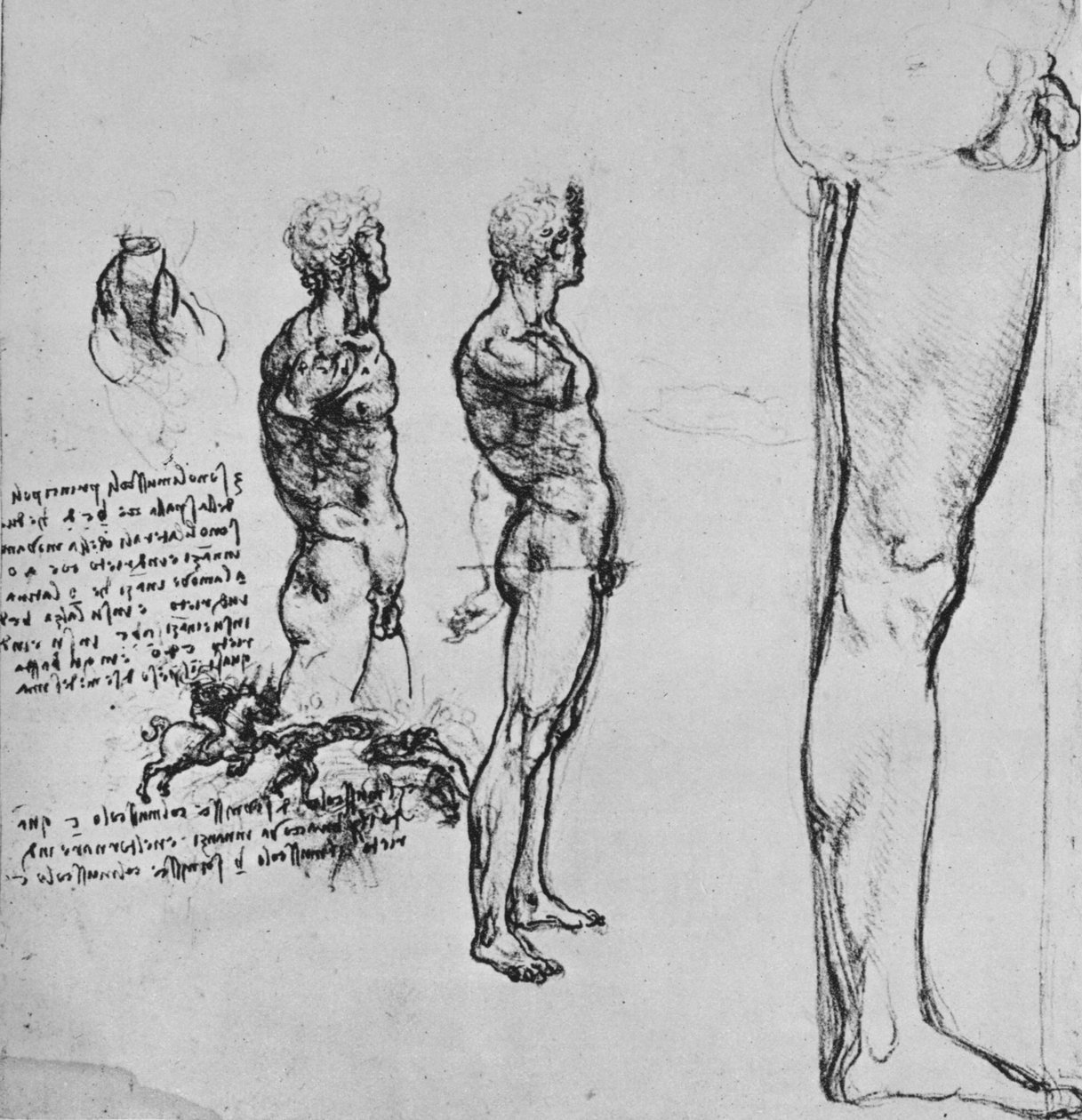 Nü Çalışmaları ve Bir Savaşın Küçük Taslağı, c1480 1945 by Leonardo da Vinci