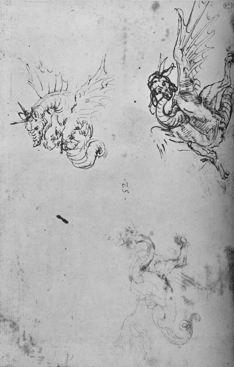 Ejderha Çalışmaları, c1480 1945 by Leonardo da Vinci