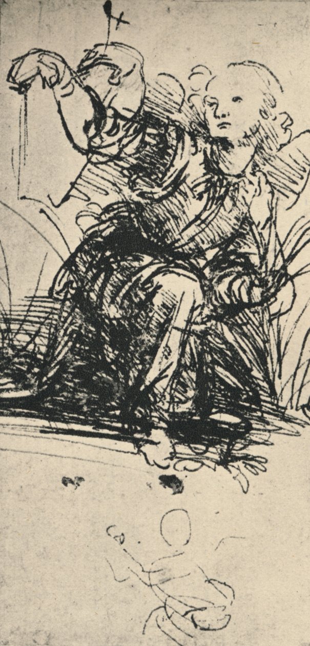 Diz Çöken Bir Meleğin Çalışmaları, c1467-1519 1945 by Leonardo da Vinci