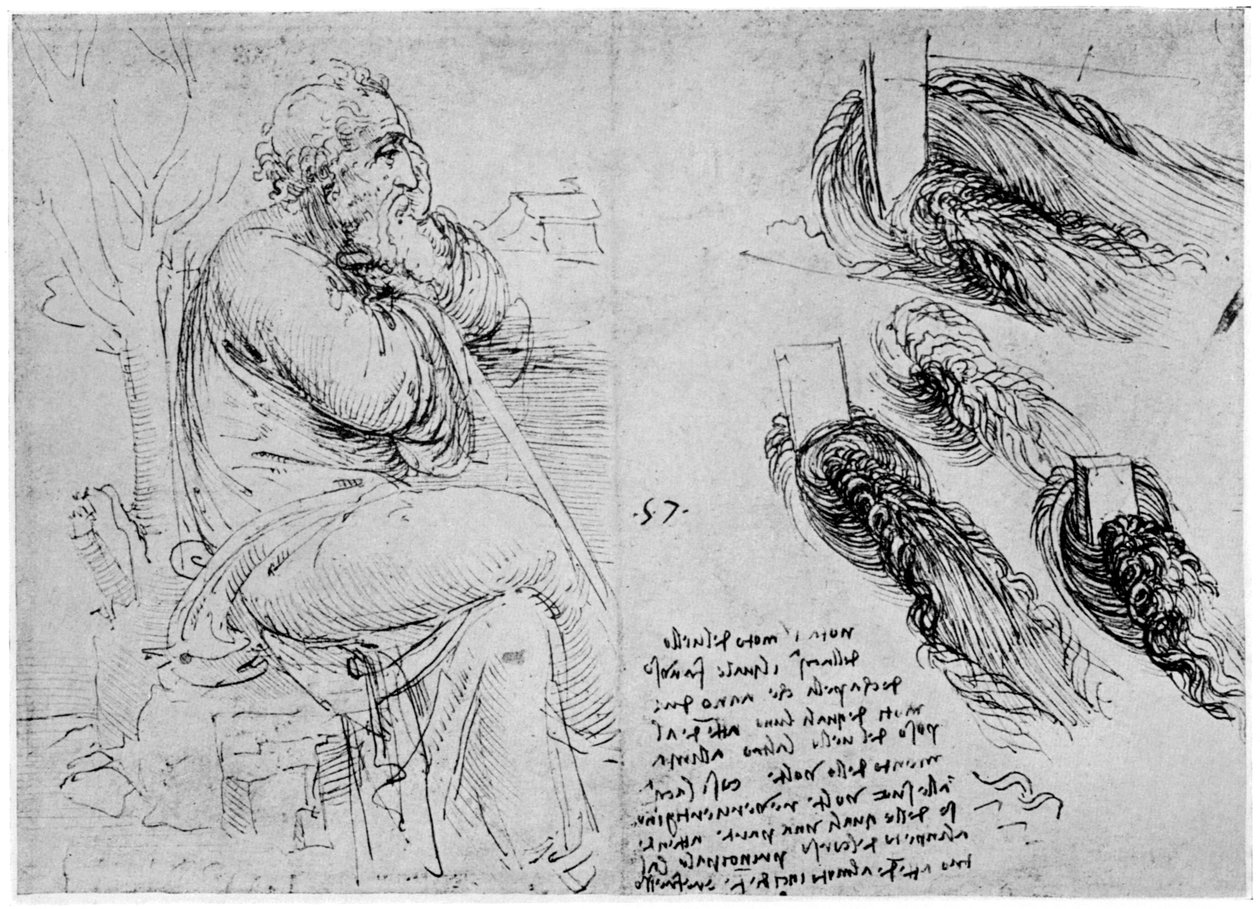 Su girdapları çalışmaları, c1513 1954 by Leonardo da Vinci
