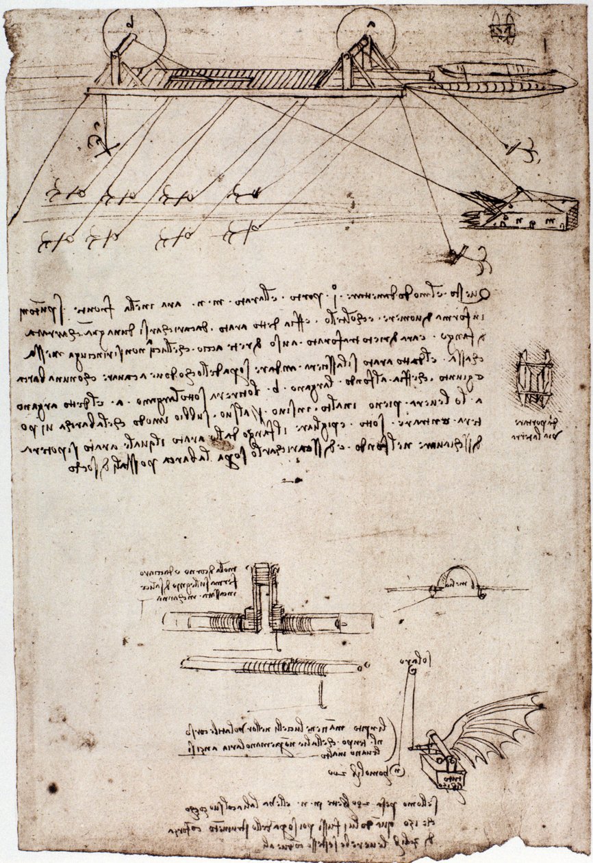 Leonard de Vinci (Leonardo da Vinci) (1452 - 1519) tarafından deniz taraması için çalışma. Kalem ve mürekkeple çizim. by Leonardo da Vinci