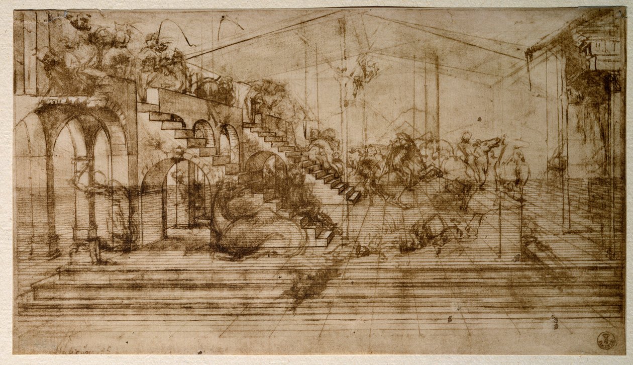 Magi'ye Tapınma Çalışması (Karakalem by Leonardo da Vinci