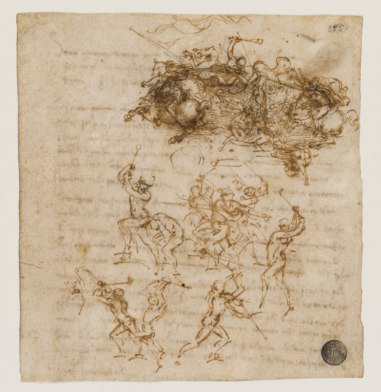 Anghiari Savaşı için Çalışma, yaklaşık 1503-1504. by Leonardo da Vinci