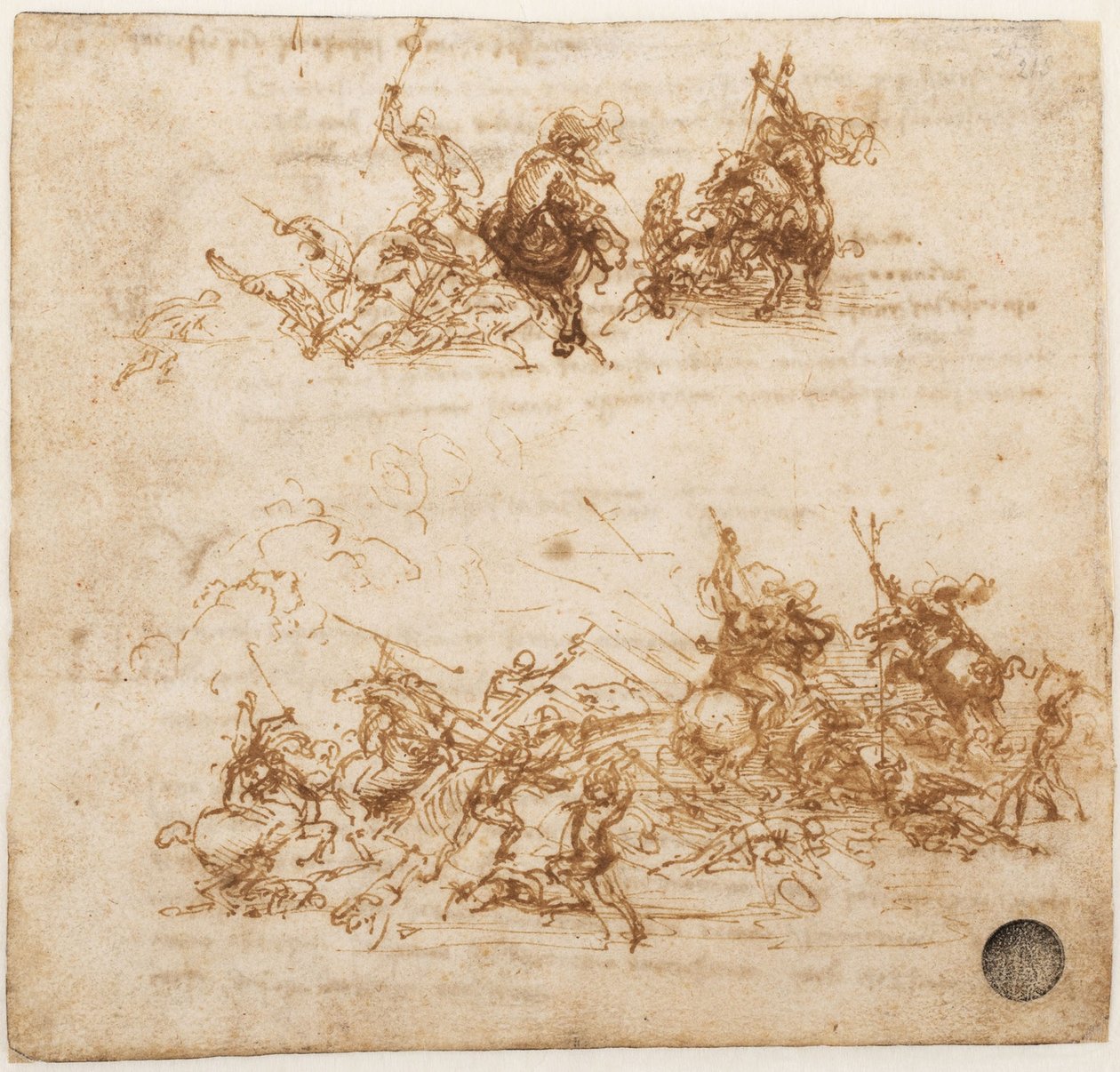 Anghiari Savaşı için Çalışma, yaklaşık 1503-1504. by Leonardo da Vinci