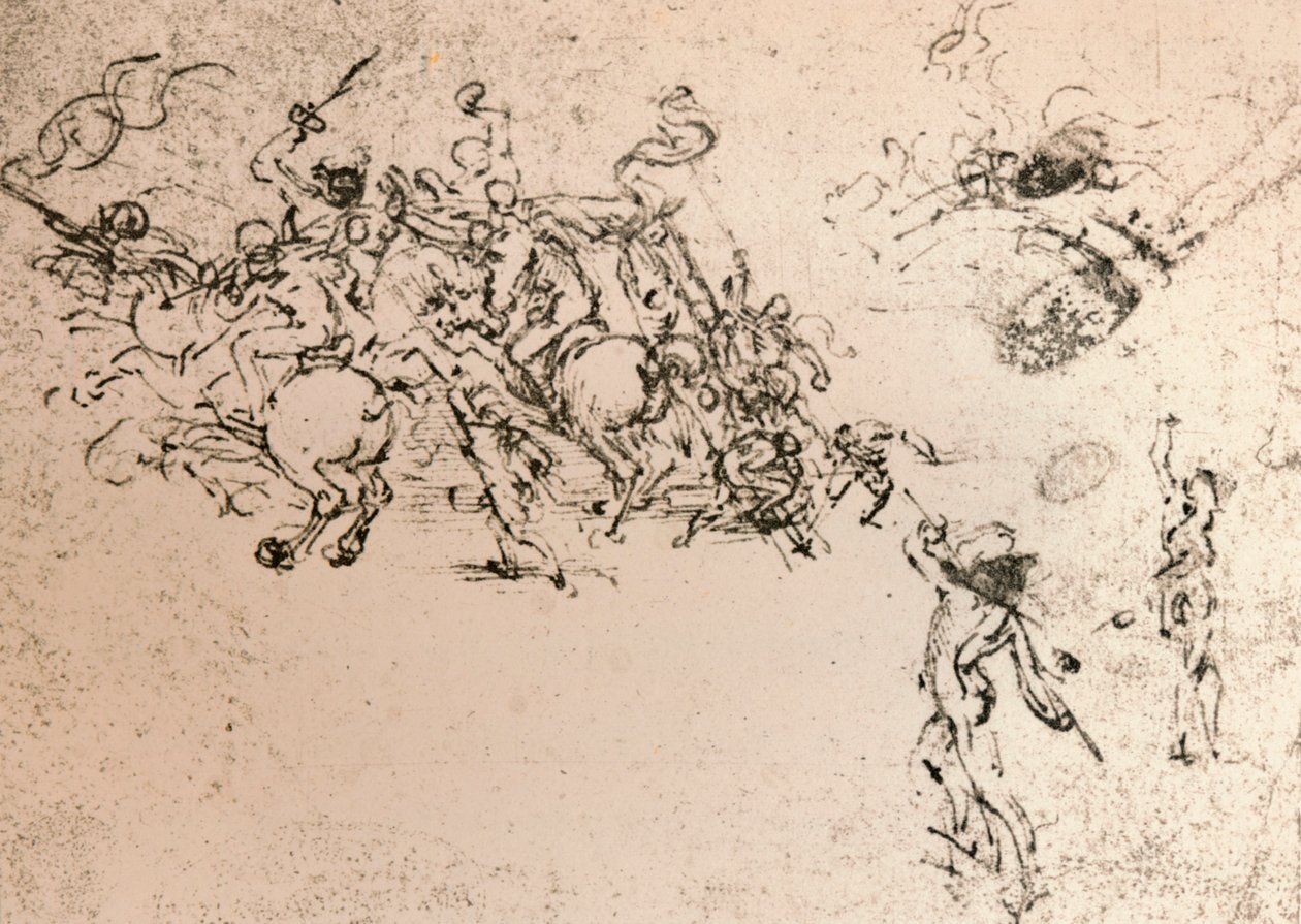 Anghiari Muharebesi karikatürü için çalışma, c1472-c1505 1883 by Leonardo da Vinci