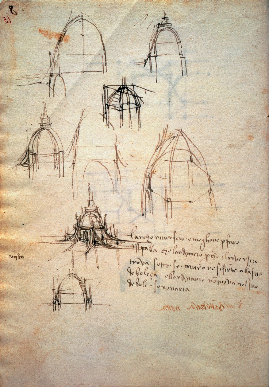 Milano katedralinin kubbesi için çalışma Code Trivulzianus by Leonardo da Vinci