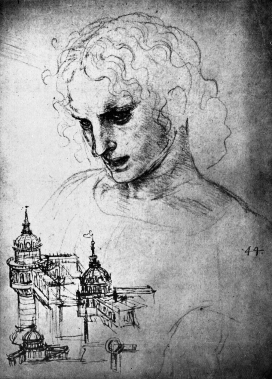 St James başkanı için çalışma ve bir mimari çizim, 15. yüzyıl 1930. by Leonardo da Vinci