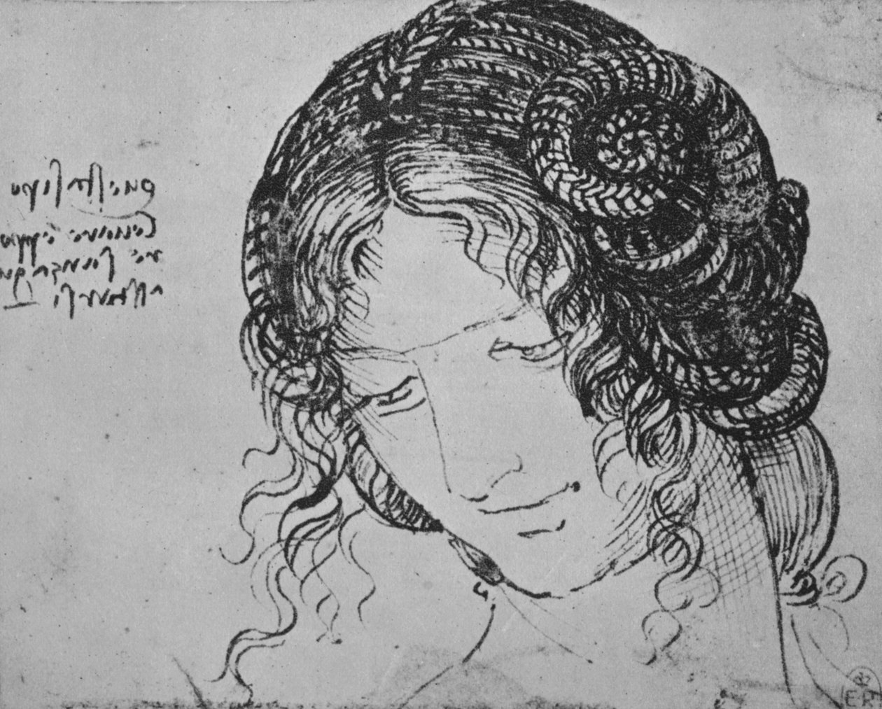 Bir Kadının Örgülü Saç Çalışması, c1480 1945 by Leonardo da Vinci