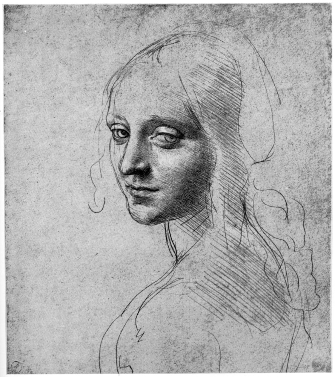 Bir kız kafasının incelenmesi, c1483 1954 by Leonardo da Vinci