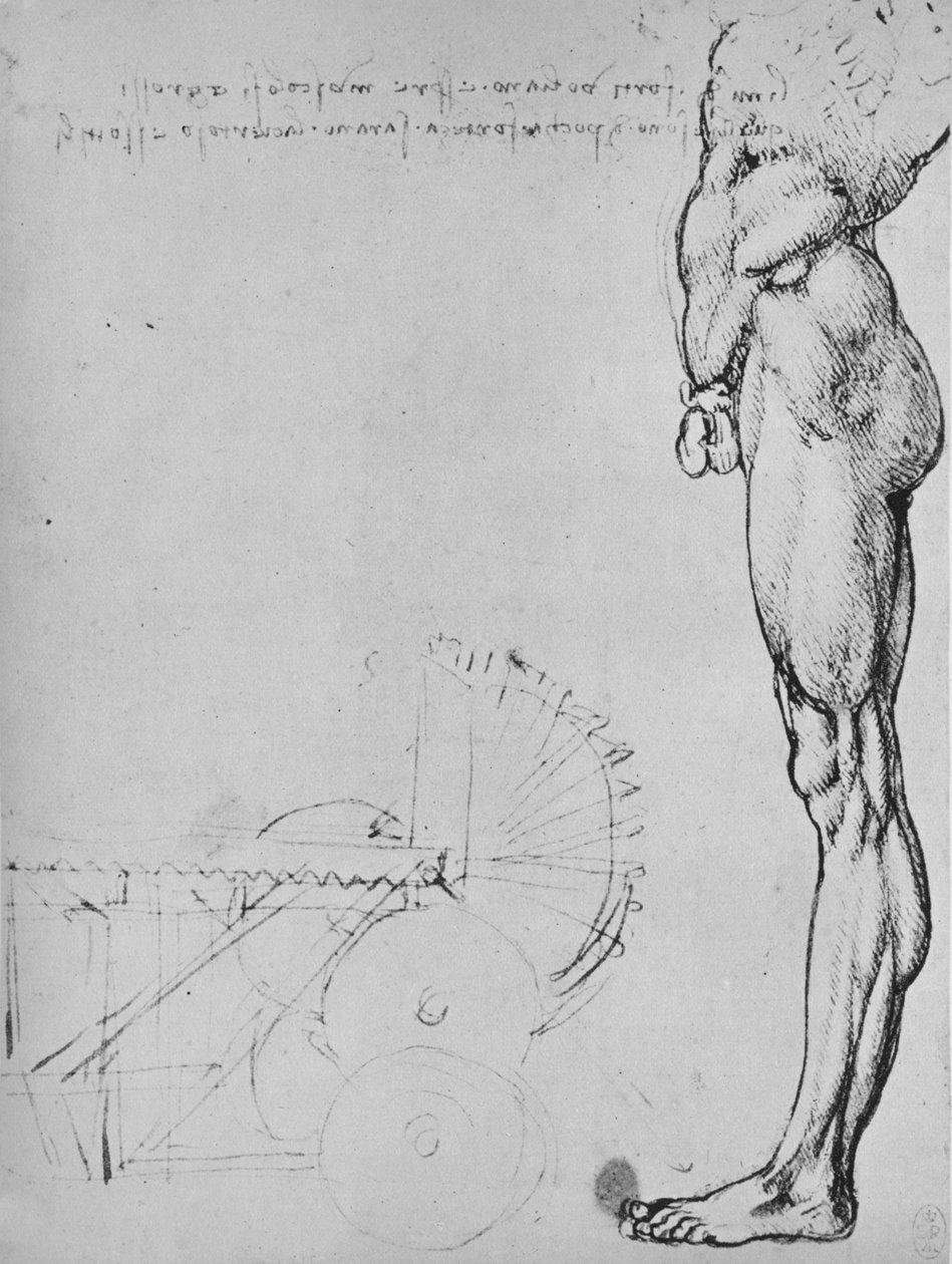 Bir İnsanın Alt Yarısı ve Makinelerin İncelenmesi, c1480 1945 by Leonardo da Vinci