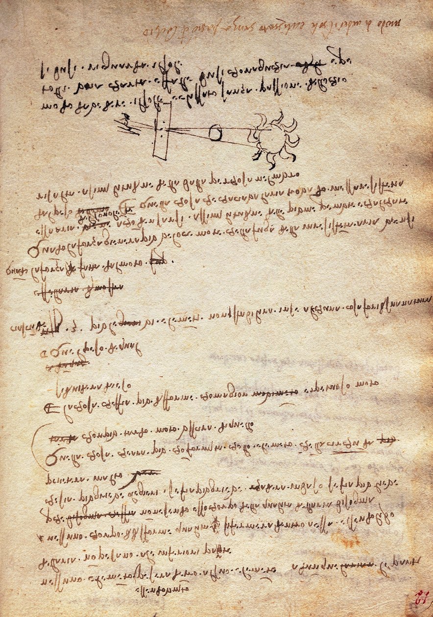 Güneş tutulmasını gözlemleme tekniğinin incelenmesi, Codex Trivulzianus by Leonardo da Vinci