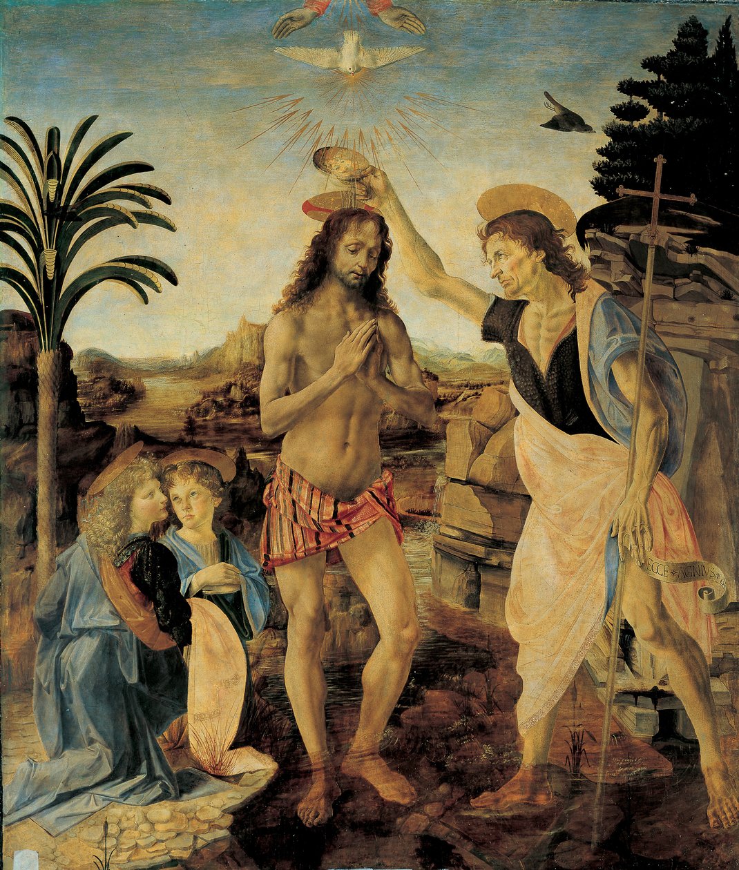 Andrea del Verrocchio (1436-1488) ve Leonardo da Vinci (Leonard of Vinci) (1452-1516), tarafından 1475 - 1478 civarında Mesih