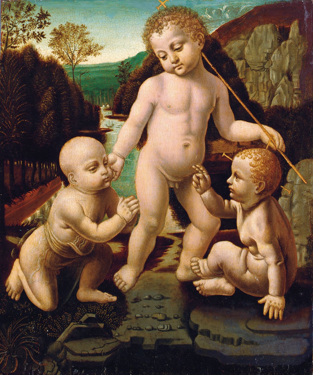 Bebek St John the Baptist ile Mesih Çocuk kimliği belirsiz bir erkek çocukla by Leonardo da Vinci