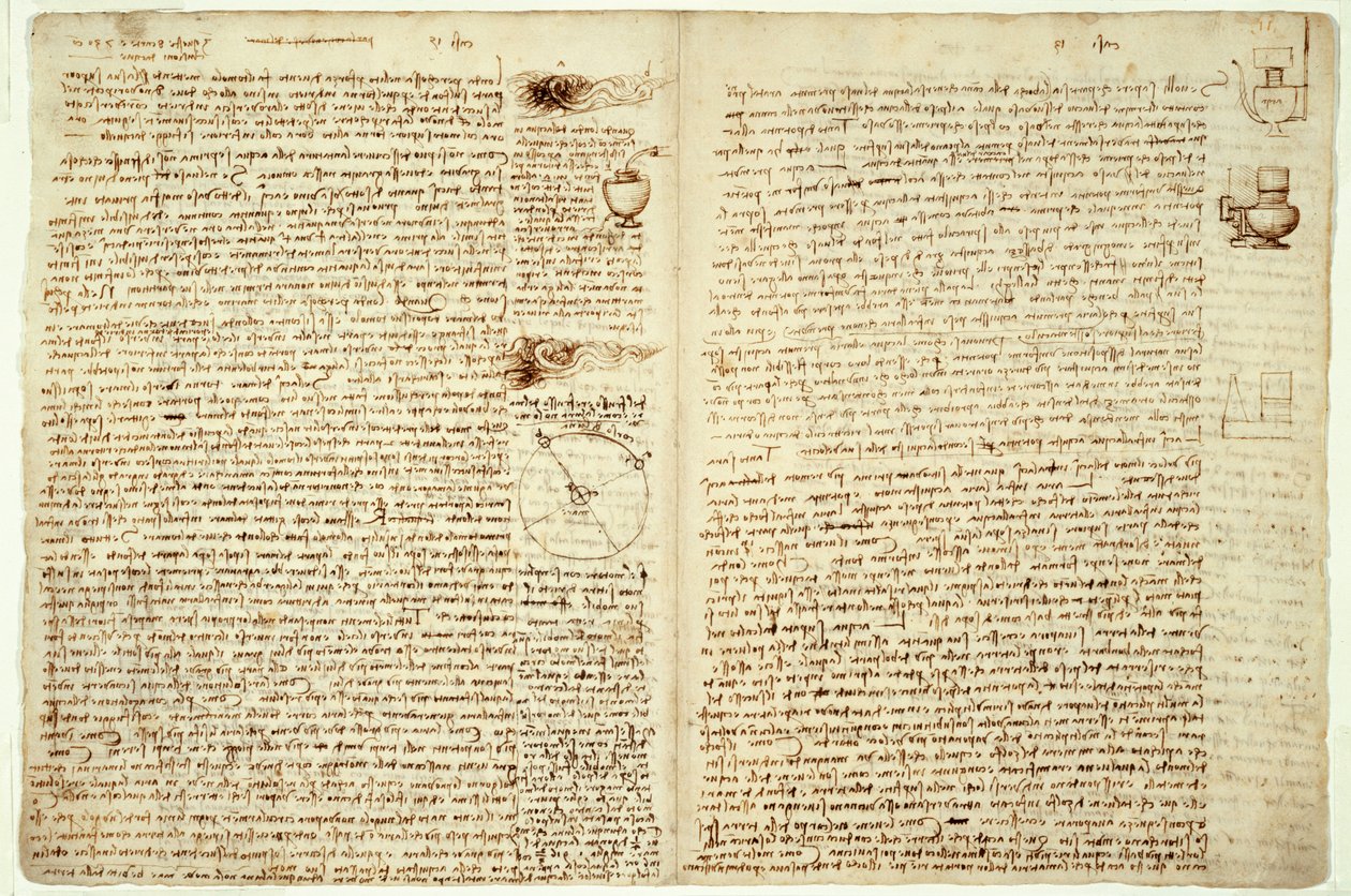 Codex Hammer, sayfa 124-127, 1508-12 by Leonardo da Vinci
