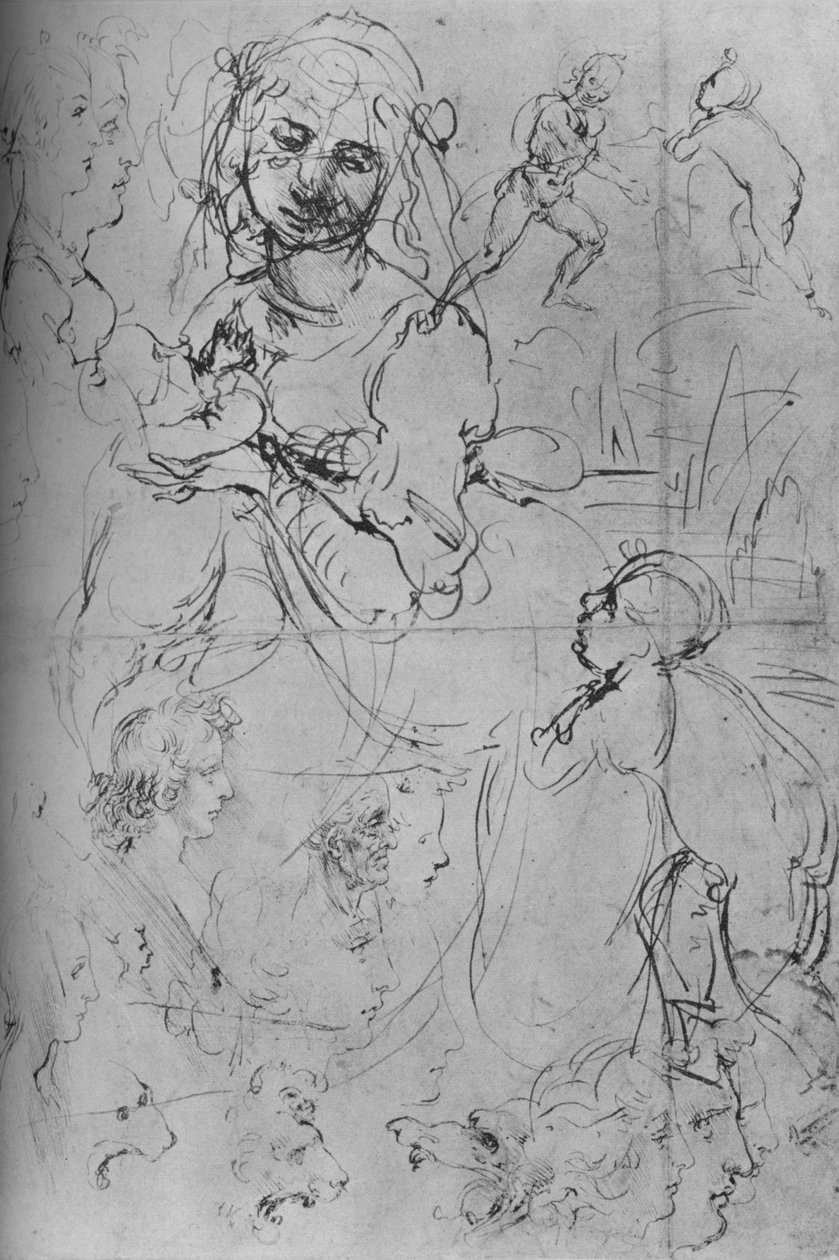 Madonna ve Çocuk ve Diğer Çalışmalar, c1469 1945 by Leonardo da Vinci