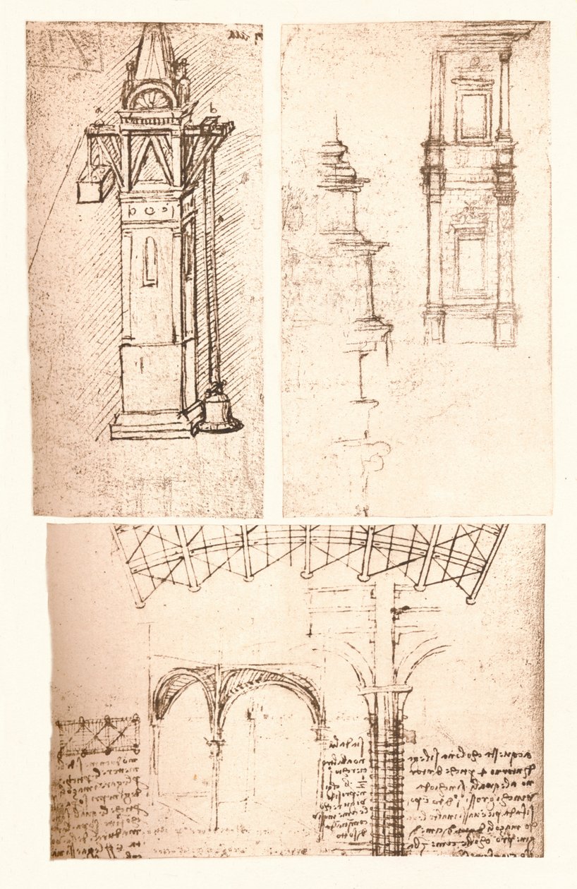 Üç mimari çizim, c1472-c1519 1883 by Leonardo da Vinci