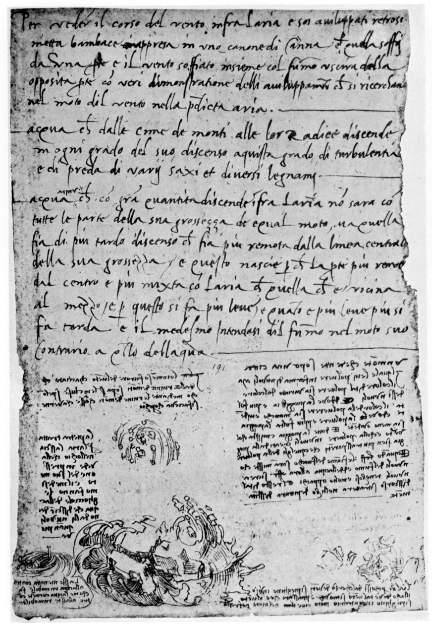 Fırlatılan taşların ve damlaların yörüngeleri, 15. yüzyılın sonları veya 16. yüzyılın başlarında 1954 by Leonardo da Vinci