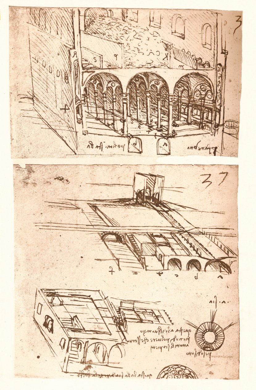 İki mimari çizim, c1472-c1519 1883 by Leonardo da Vinci