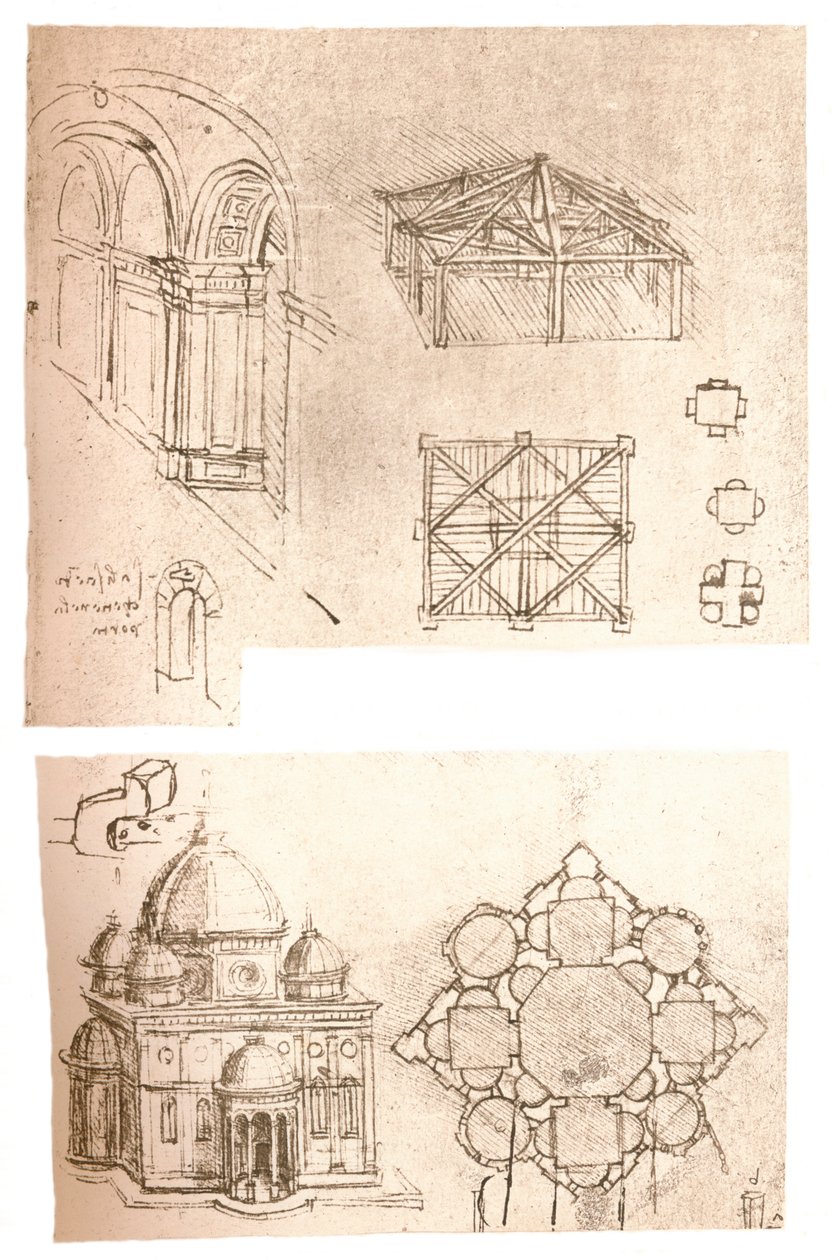 İki mimari çizim, c1472-c1519 1883 by Leonardo da Vinci