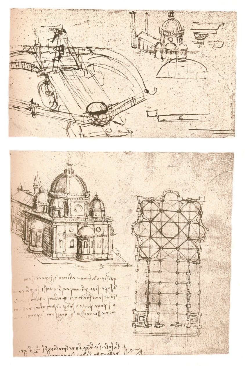 Kiliselerin iki çizimi, c1472-c1519 1883 by Leonardo da Vinci