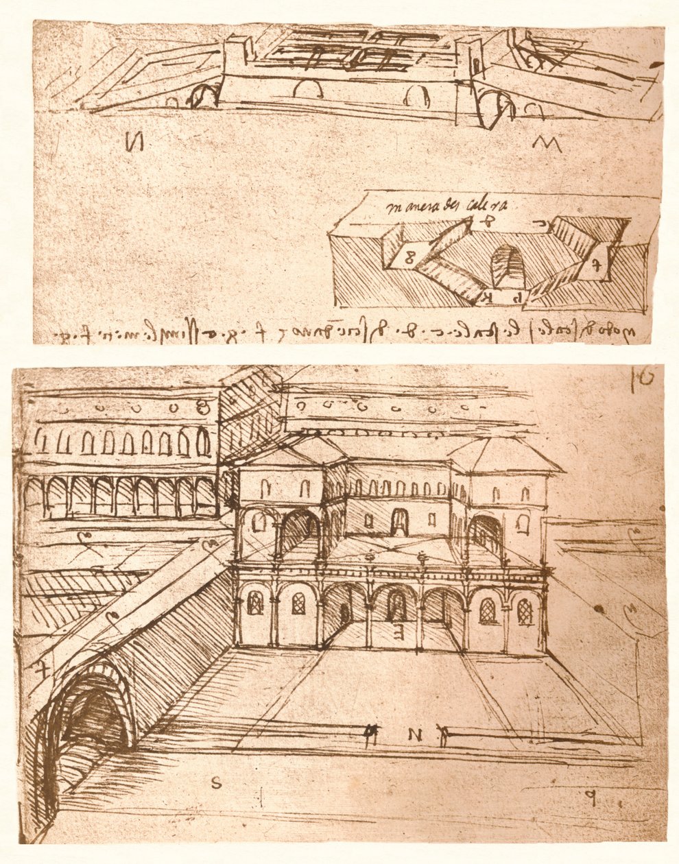 Kasabalar için iki plan çizimi, c1472-c1519 1883 by Leonardo da Vinci