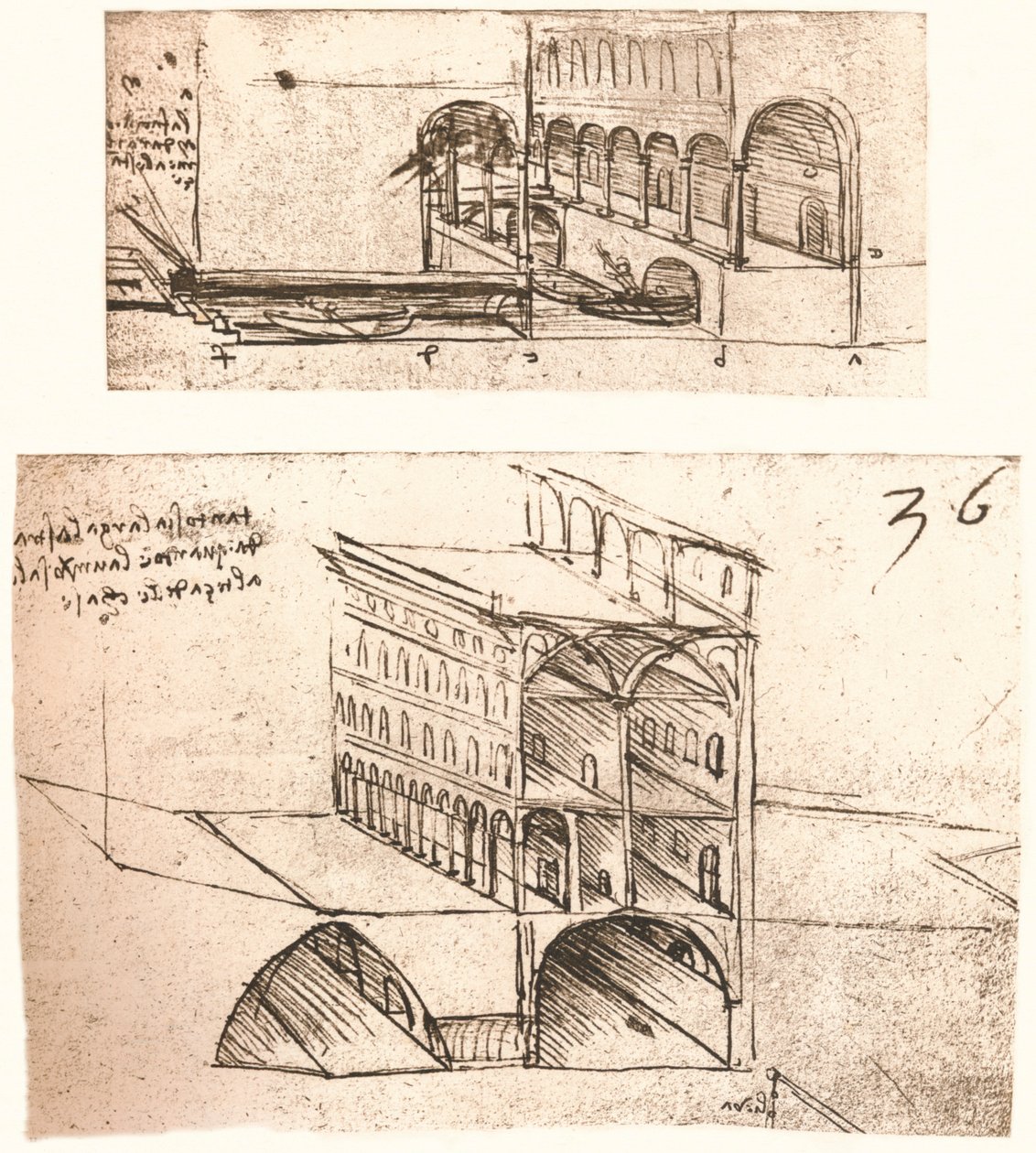 Bir kasabadaki kanallar için iki plan, c1472-c1519 1883 by Leonardo da Vinci